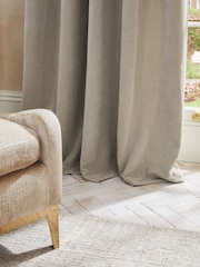 Pebble Natural Sumptuous Velvet Eyelet Lined Curtains - Image 3 of 5