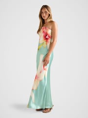 Forever New Blue Estelle Satin Strapless Maxi Dress - Image 2 of 4
