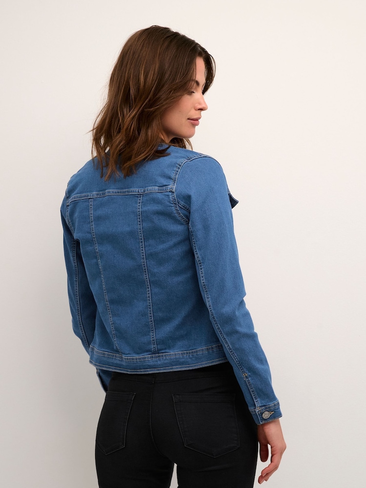 Kaffe Slim Fit Blue Vicky Denim Jacket - Image 2 of 6