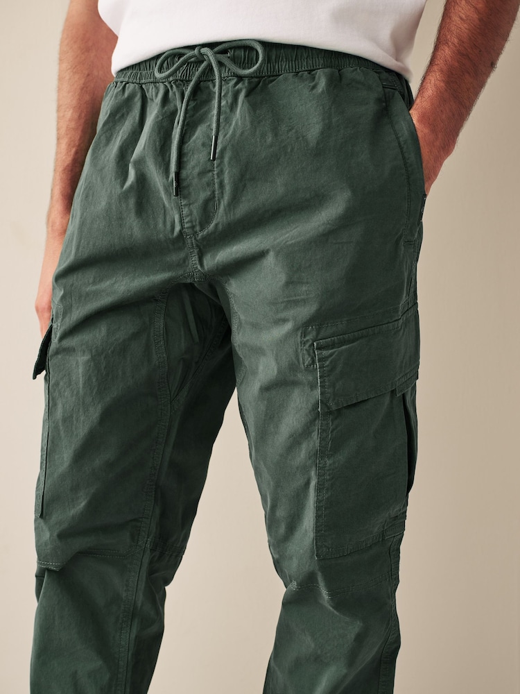 Dark Petrol Green Regular Tapered Stretch Utility Cargo Trousers - Image 4 of 9