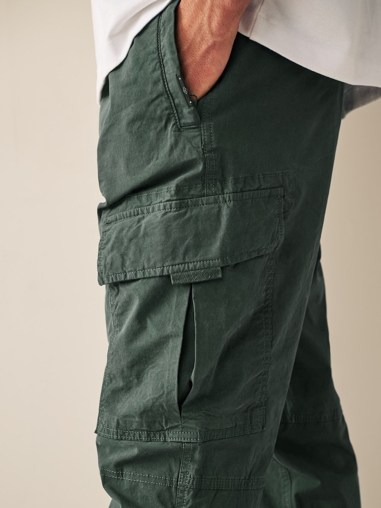 Dark Petrol Green Regular Tapered Stretch Utility Cargo Trousers - Image 5 of 9