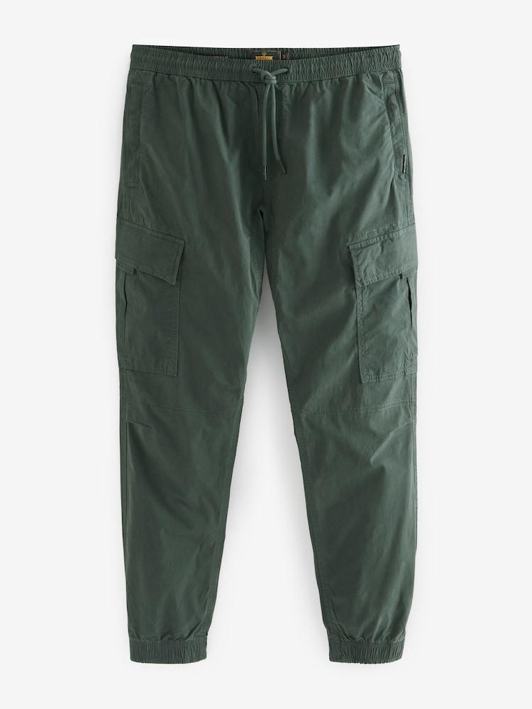 Dark Petrol Green Regular Tapered Stretch Utility Cargo Trousers - Image 6 of 9