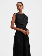 Forever New Black Dottie Petite Draped Hardware Top - Image 4 of 5