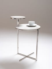 Centrepiece Stainless Steel Ceramic Carrara Marble Effect Cruz Stainless Steel Side Table - Image 3 of 3