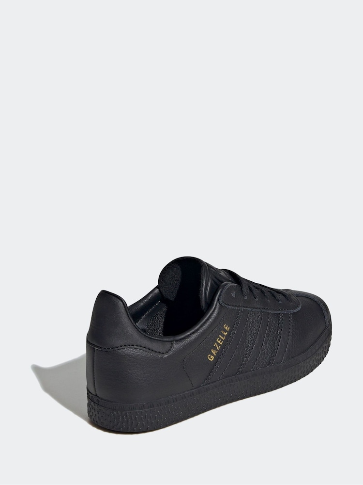 adidas Originals Dark Black Gazelle Junior Trainers - Image 3 of 9