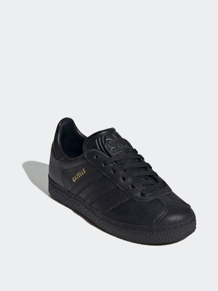 adidas Originals Dark Black Gazelle Junior Trainers - Image 4 of 9