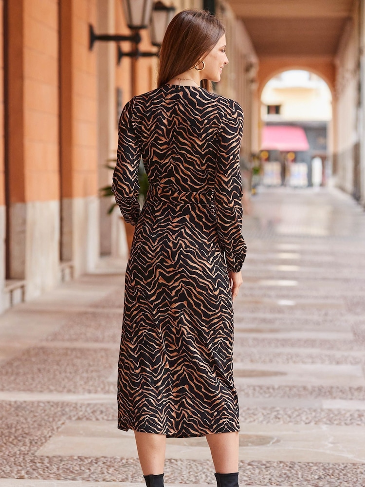 Sosandar Natural Wrap Midi Dress - Image 2 of 5