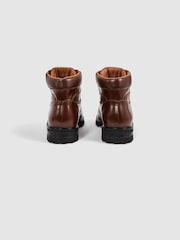 Reiss Dark Tan Ashdown Leather Hiking Boots - Image 5 of 6