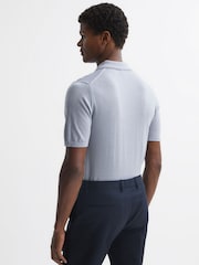 Reiss Porcelain Blue Maxwell Merino Wool Half-Zip Polo Shirt - Image 2 of 5