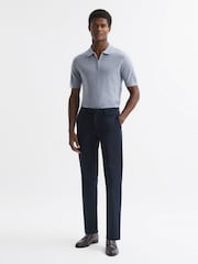 Reiss Porcelain Blue Maxwell Merino Wool Half-Zip Polo Shirt - Image 3 of 5