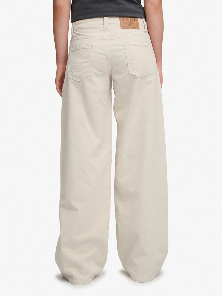 SUPERDRY Cream Mid Rise Baggy Corduroy Trousers - Image 2 of 6