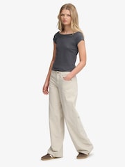 SUPERDRY Cream Mid Rise Baggy Corduroy Trousers - Image 4 of 6