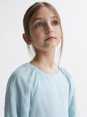 Reiss Blue Hannah Cotton Bow Back Dress - Image 3 of 6