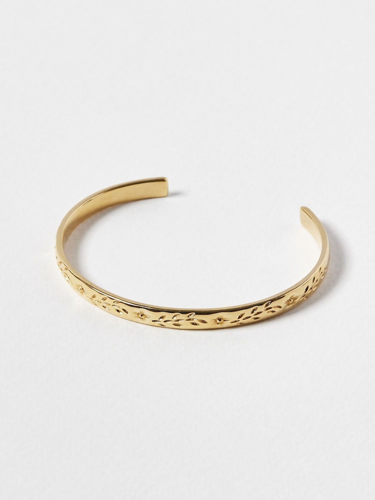 Oliver Bonas Gold Plated Sarah Floral Vintage Engraving Bangle - Image 2 of 4