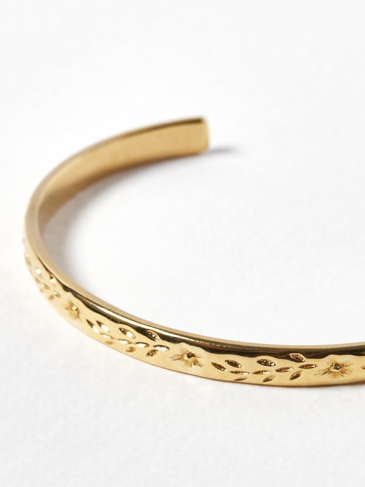 Oliver Bonas Gold Plated Sarah Floral Vintage Engraving Bangle - Image 4 of 4