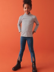 Blue Acid Wash Soft Jersey Split Front Leggings (3-16yrs) - Image 2 of 7