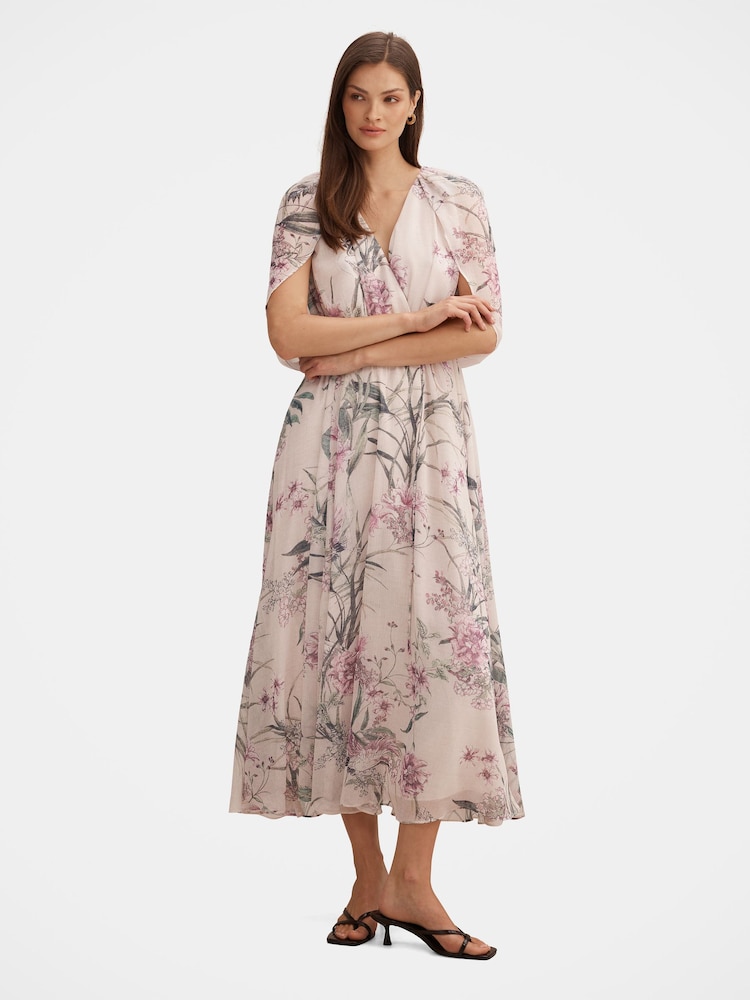 Forever New Cream Jodie Gathered Cape Maxi Dress - Image 1 of 4