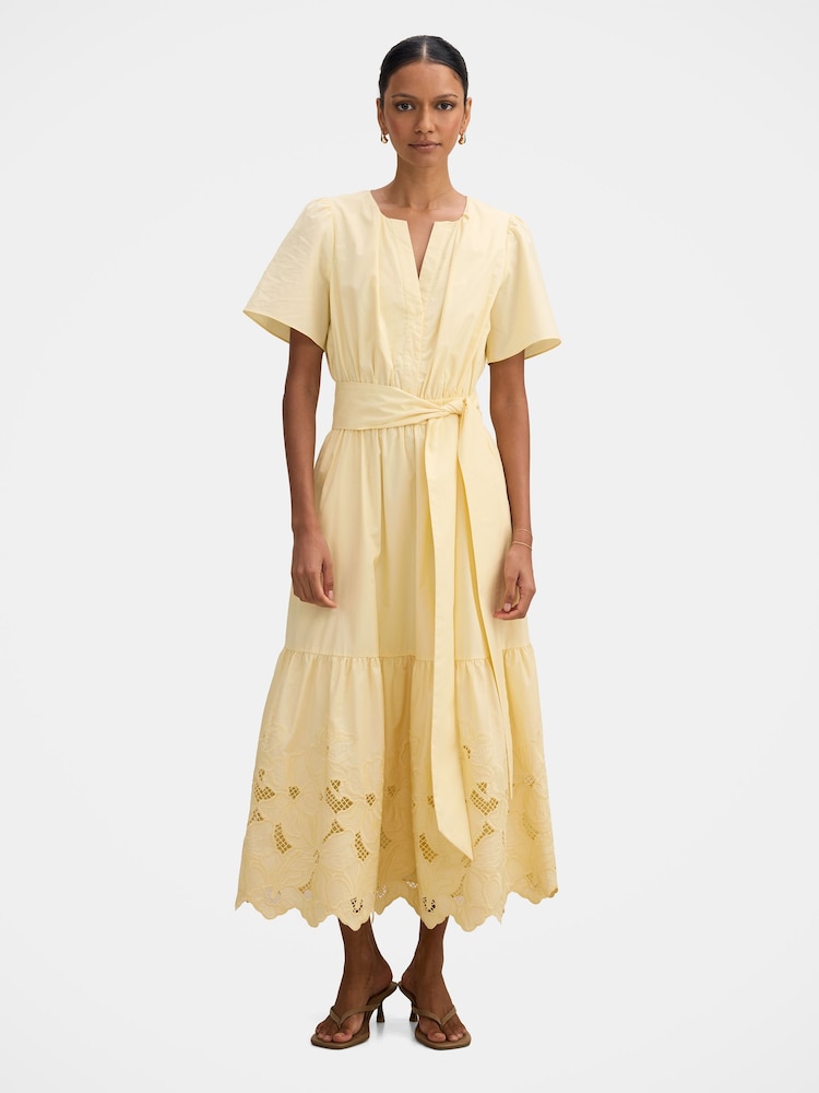 Forever New Yellow Charlotte Petite Embroidered Midi Dress - Image 1 of 4