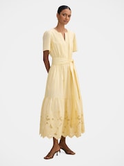 Forever New Yellow Charlotte Petite Embroidered Midi Dress - Image 4 of 4