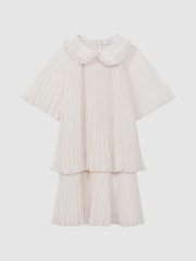 Reiss Ivory Nadia 4-9 yrs Pleated Collared Tiered Dress - Image 2 of 7