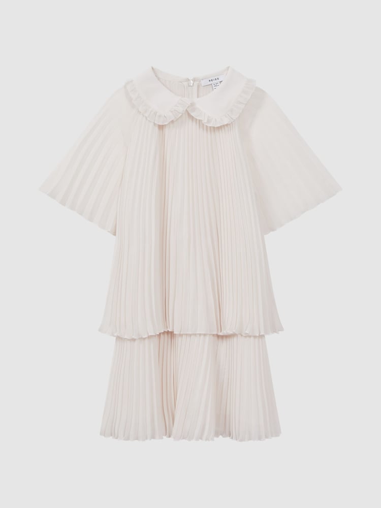 Reiss Ivory Nadia 4-9 yrs Pleated Collared Tiered Dress - Image 2 of 7