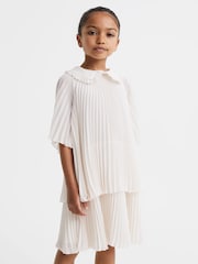 Reiss Ivory Nadia 4-9 yrs Pleated Collared Tiered Dress - Image 3 of 7
