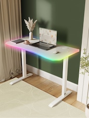 XR Living White Oka Office Desk With Wireless Charging And App Controlled Led Light - Image 1 of 6