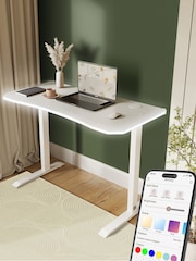XR Living White Oka Office Desk With Wireless Charging And App Controlled Led Light - Image 2 of 6