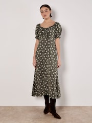 Apricot Green Silhouette Floral Milkmaid Maxi Dress - Image 1 of 4