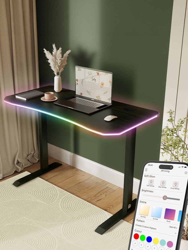 XR Living Black Ash Oka Office Desk With Wireless Charging And App Controlled Led Light - Image 1 of 6 XR Living Black Ash Oka Office Desk With Wireless Charging And App Controlled Led Light - Image 1 of 6