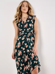 Apricot Green Painterly Floral Midi Dress - Image 3 of 4