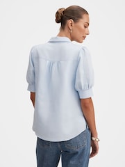Forever New Blue Finley Trim Detail Blouse Contains Linen - Image 2 of 5