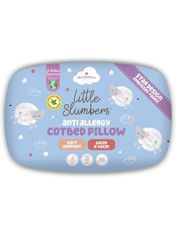 Slumberdown Anti-Allergy Toddler Cot Bed Soft Support Pillow - Image 1 of 6 Slumberdown Anti-Allergy Toddler Cot Bed Soft Support Pillow - Image 1 of 6