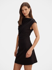 Forever New Black Carly Sleeveless Tuck Mini Dress - Image 4 of 5