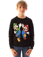 Vanilla Underground Black Boys Mario 100% Cotton Sweatshirt - Image 1 of 6