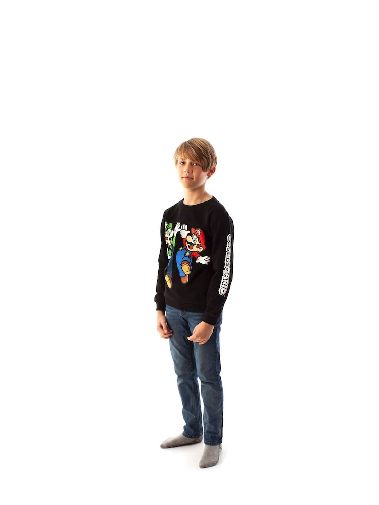 Vanilla Underground Black Boys Mario 100% Cotton Sweatshirt - Image 2 of 6