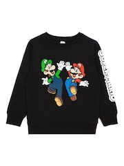 Vanilla Underground Black Boys Mario 100% Cotton Sweatshirt - Image 3 of 6