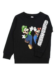Vanilla Underground Black Boys Mario 100% Cotton Sweatshirt - Image 5 of 6