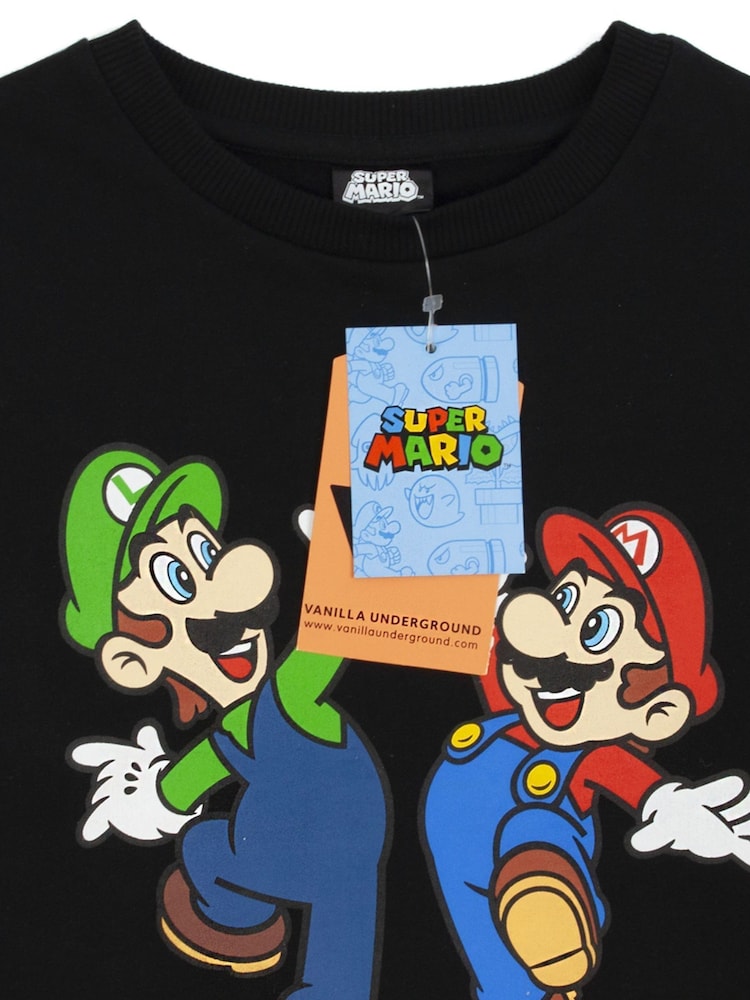 Vanilla Underground Black Boys Mario 100% Cotton Sweatshirt - Image 6 of 6