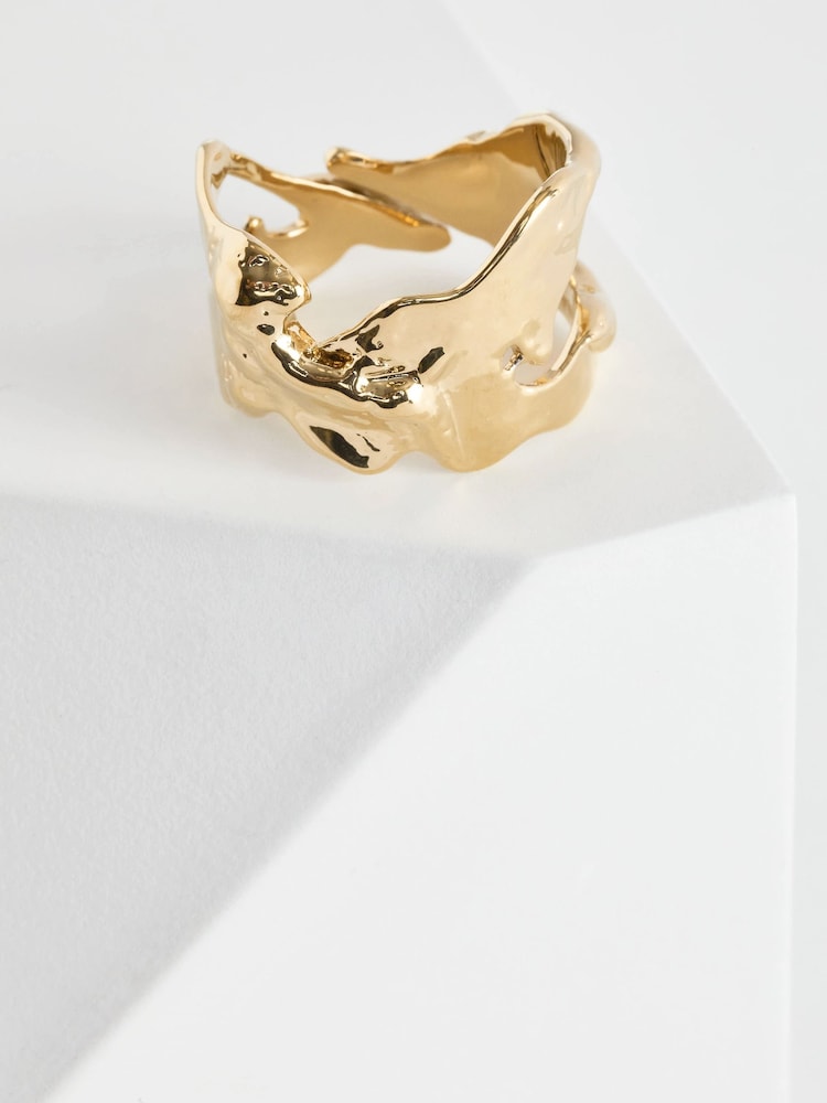 PILGRIM Gold Plated Compass Shaped Ring Adjustable - Image 1 of 5