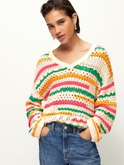 Multi 100% Cotton Stitch Stripe Jumper - Image 1 of 7