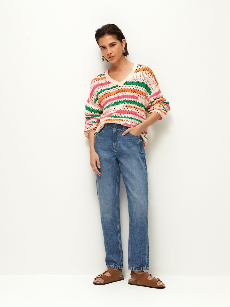 Multi 100% Cotton Stitch Stripe Jumper - Image 2 of 7