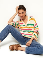Multi 100% Cotton Stitch Stripe Jumper - Image 3 of 7