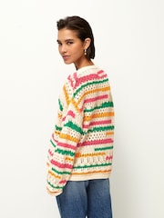 Multi 100% Cotton Stitch Stripe Jumper - Image 4 of 7