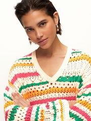 Multi 100% Cotton Stitch Stripe Jumper - Image 5 of 7
