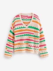 Multi 100% Cotton Stitch Stripe Jumper - Image 6 of 7