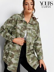 Yours Curve Camo green Limited Utility Shacket - Image 1 of 5