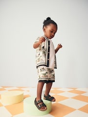Green/Ecru Dino 100% Cotton Short Sleeves Printed Shirt and Shorts Set (3mths-12yrs) - Image 2 of 6