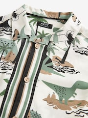 Green/Ecru Dino 100% Cotton Short Sleeves Printed Shirt and Shorts Set (3mths-12yrs) - Image 6 of 6