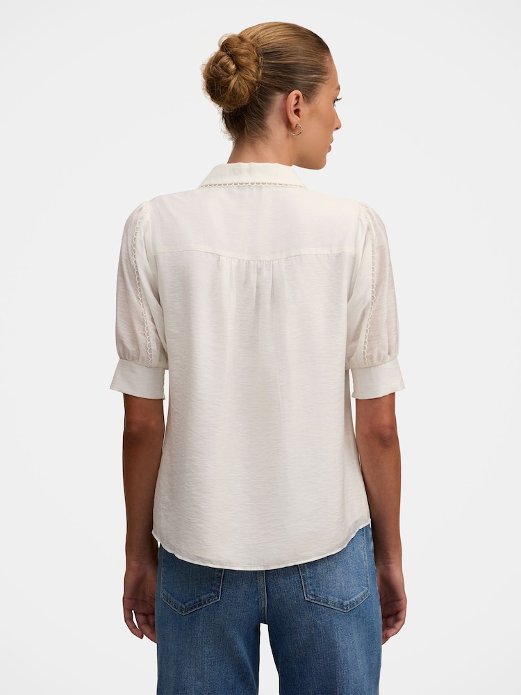 Forever New White Finley Trim Detail Blouse Contains Linen - Image 2 of 5 Forever New White Finley Trim Detail Blouse Contains Linen - Image 2 of 5
